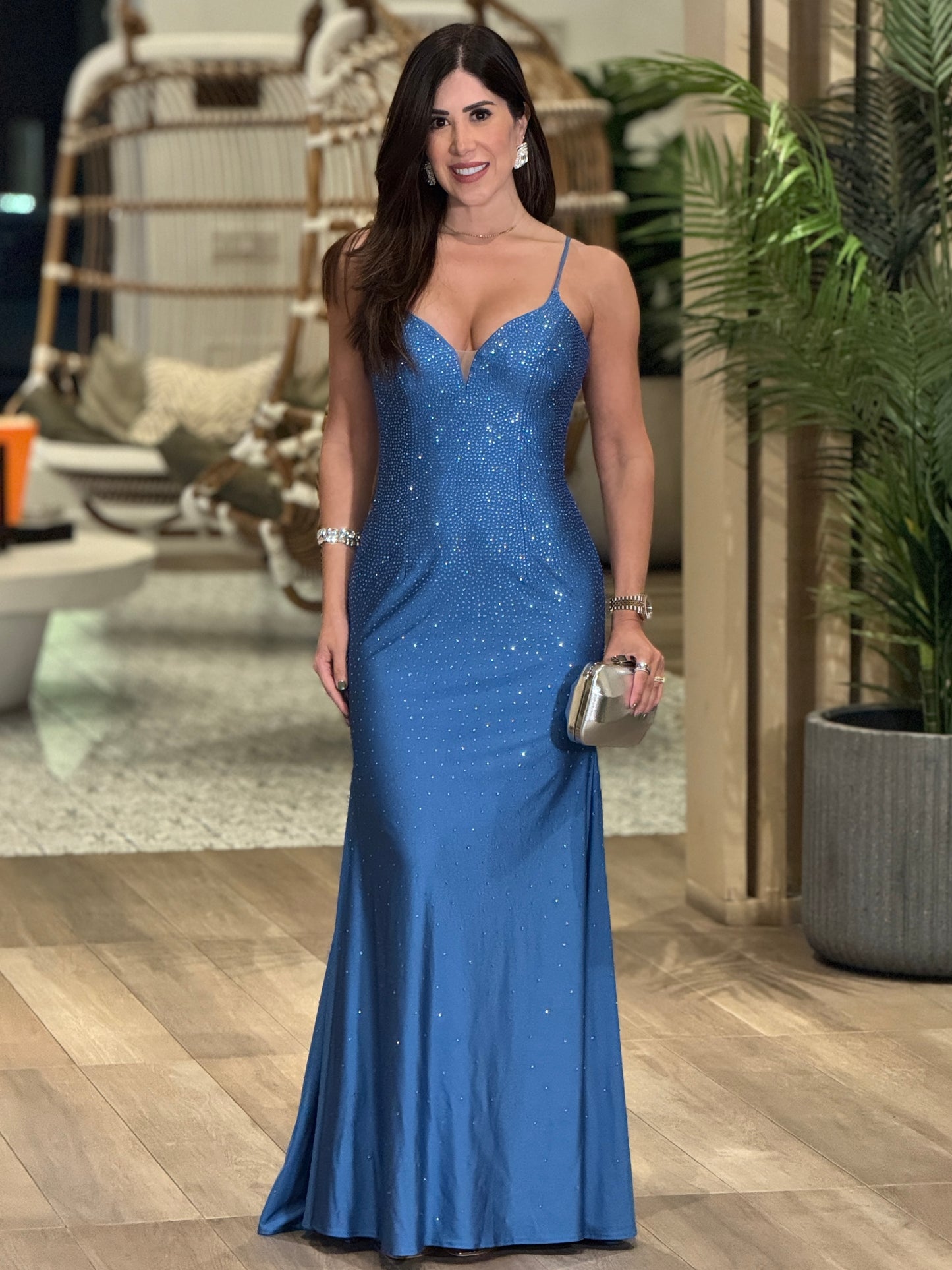 Richard Blue Rhinestone Dress Gala