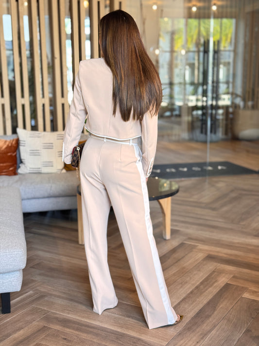 Tennie Beige/White Blazer Set