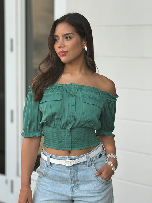 Claudia Green Off Shoulders Top