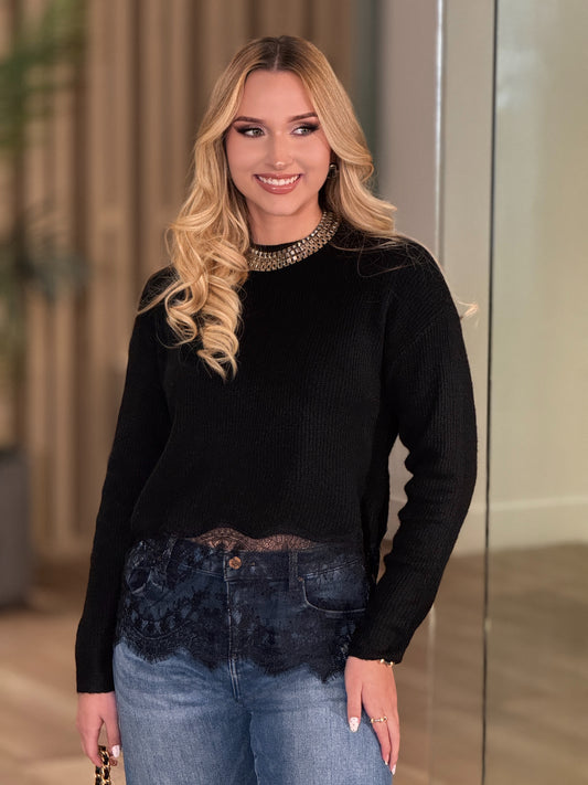 Fifty Black Lace Sweater Top