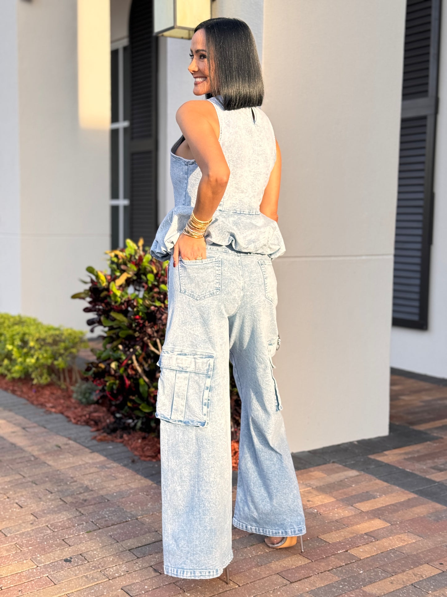 More Denim Peplum+Barrel Set