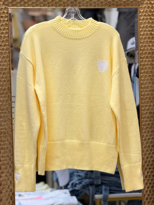 Voguish Yellow Hearts Sweater Top