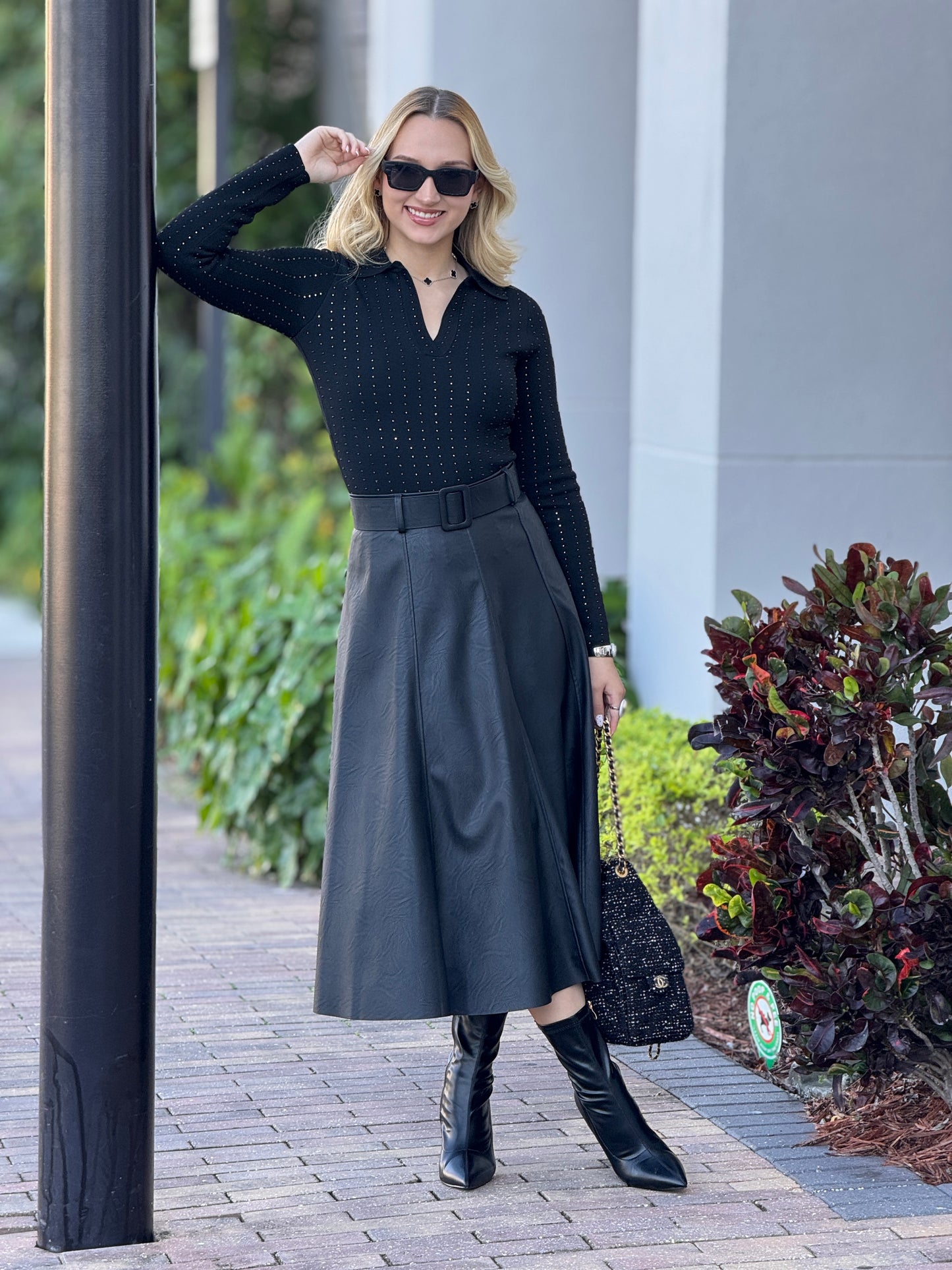 Too Black Leather Skirt