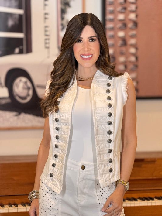 Bolivar White Denim Vest Top