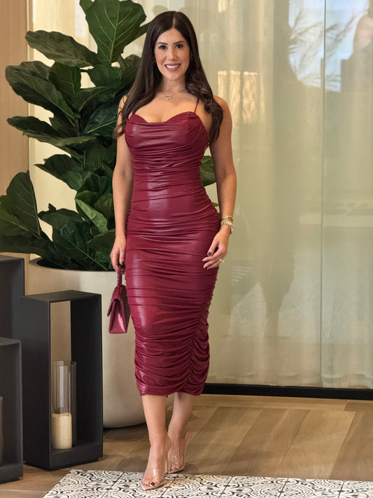 Privy Burgundy Shiny Dress