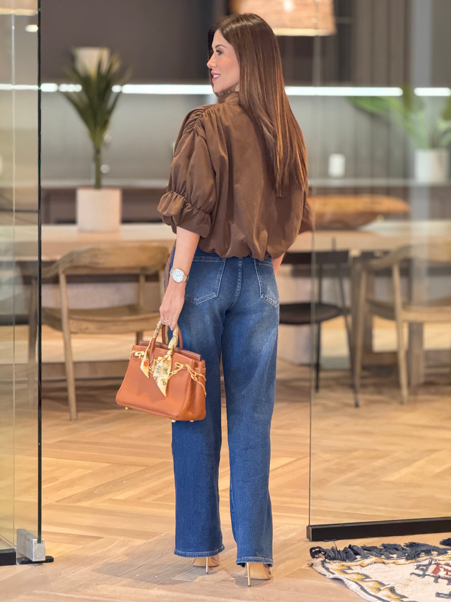 Itoo Brown Border Dark Denim Jeans