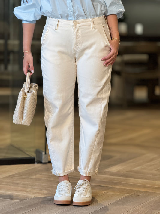 Risen Beige Barrel Jeans