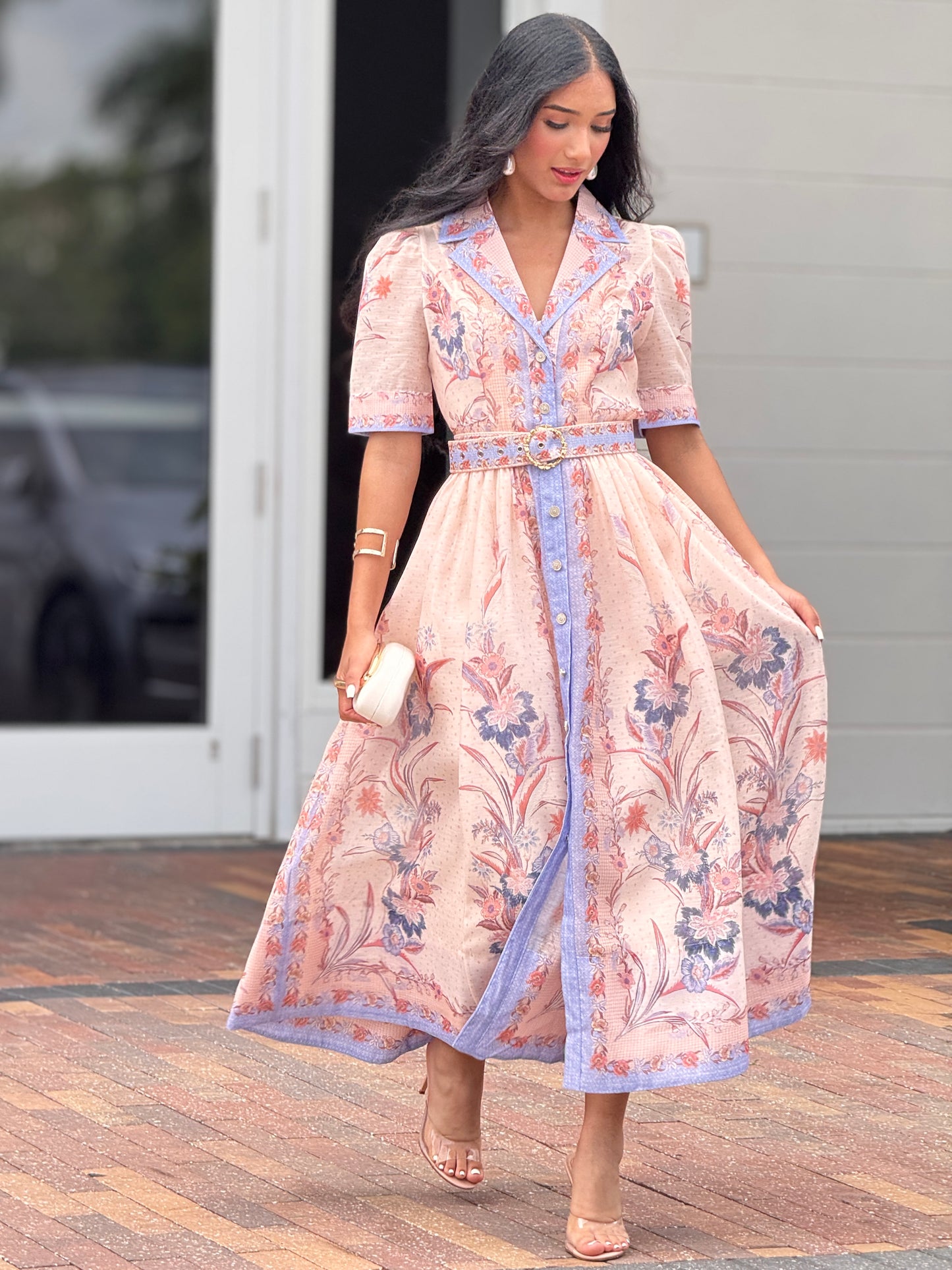 Gardenia Blue/Peach Print Dress