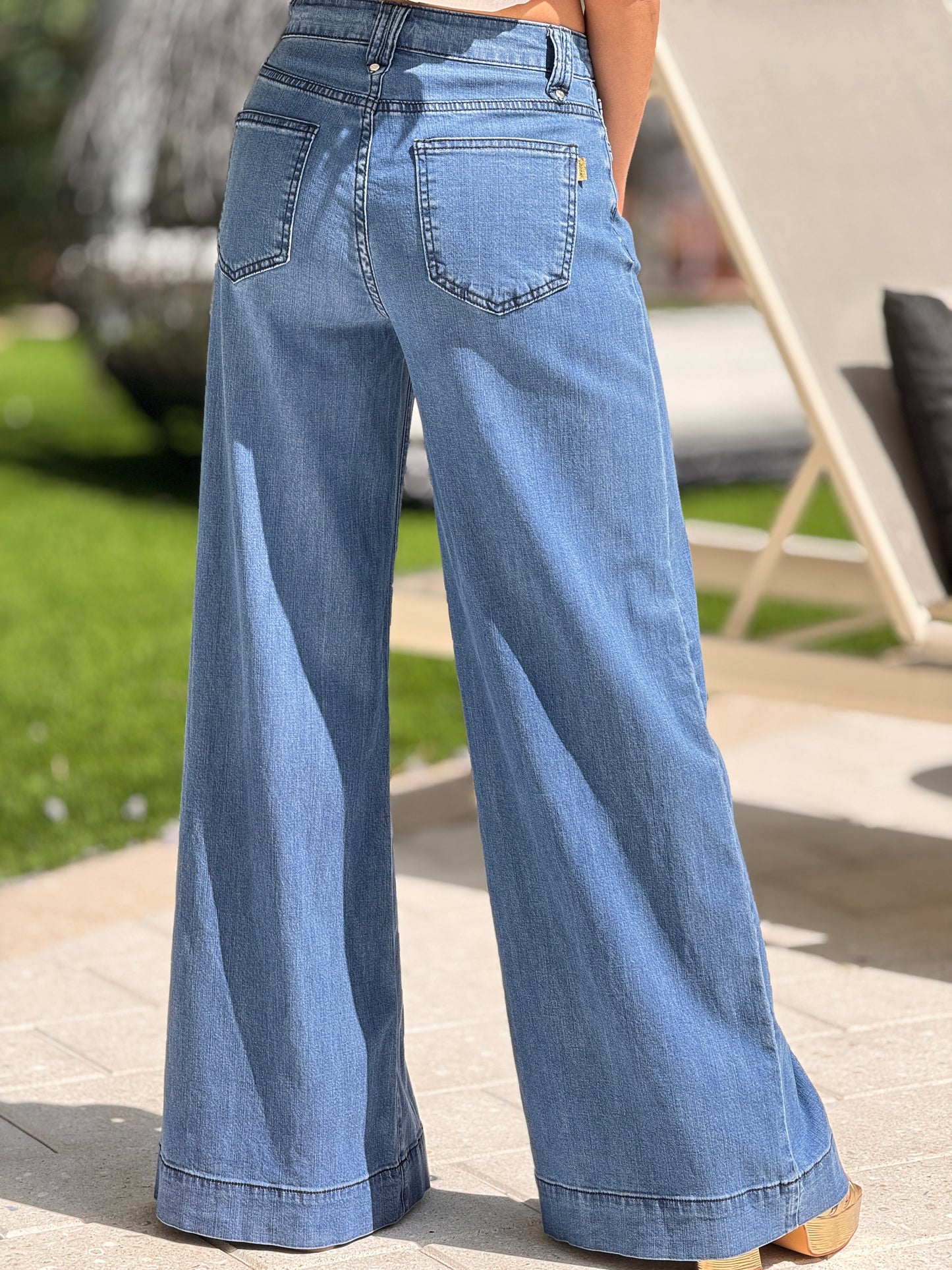 Vibrant Mid Denim Wide Jeans