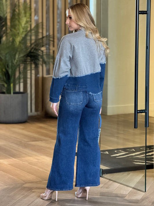 Risen Denim Double Waist Jeans