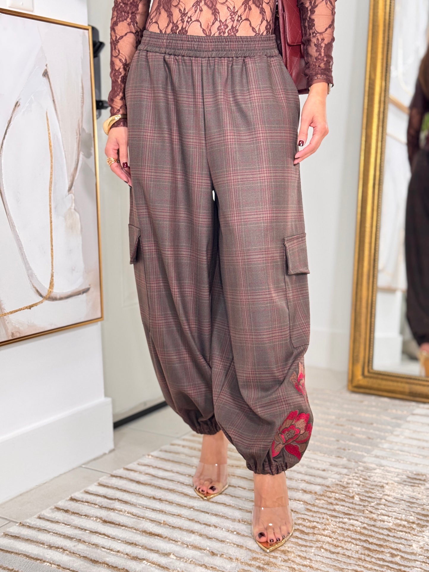 4061 Mig Brown Plaid Cargo Pants