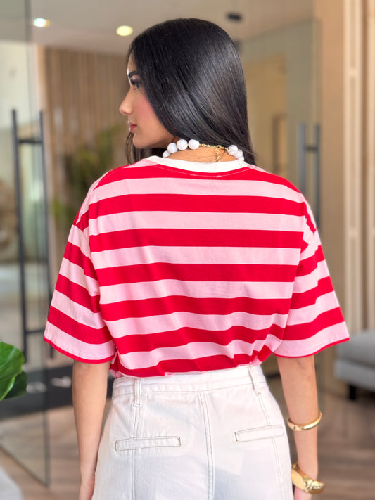 Lobster Red/Pink Lines T-Shirt