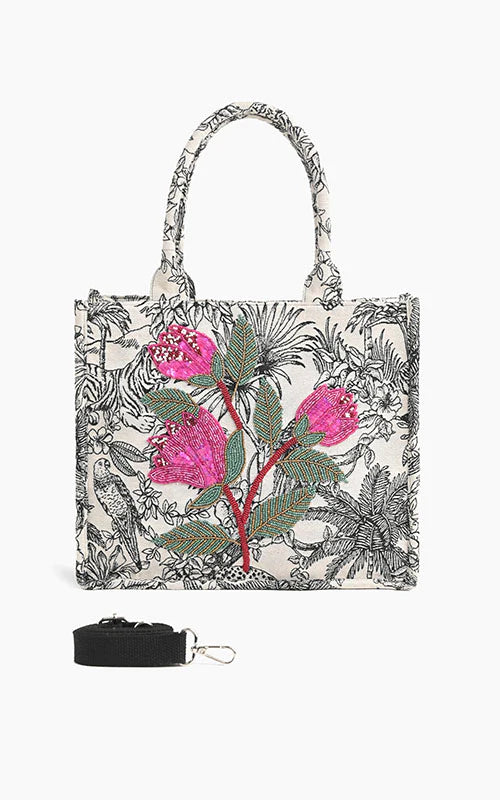 Safari Lily Embellished Tote