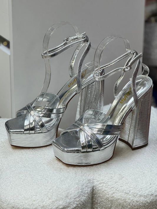Gia Silver Patent Heels