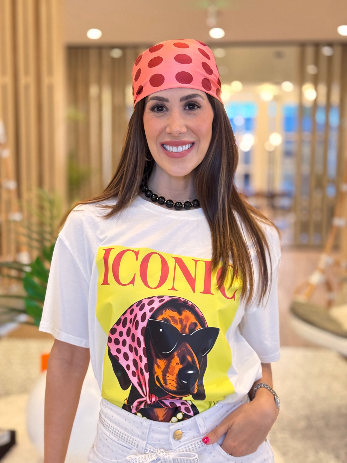 Iconic Scarf Doggy +Scarf White T-Shirt