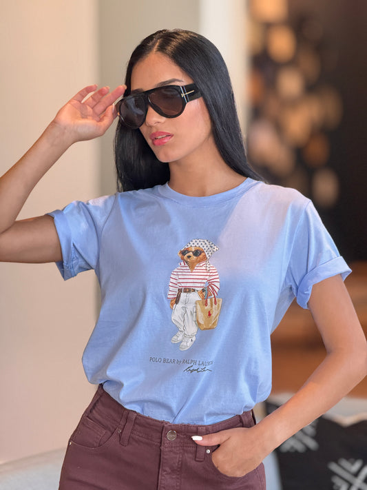 Bear Scarf Blue T-Shirt