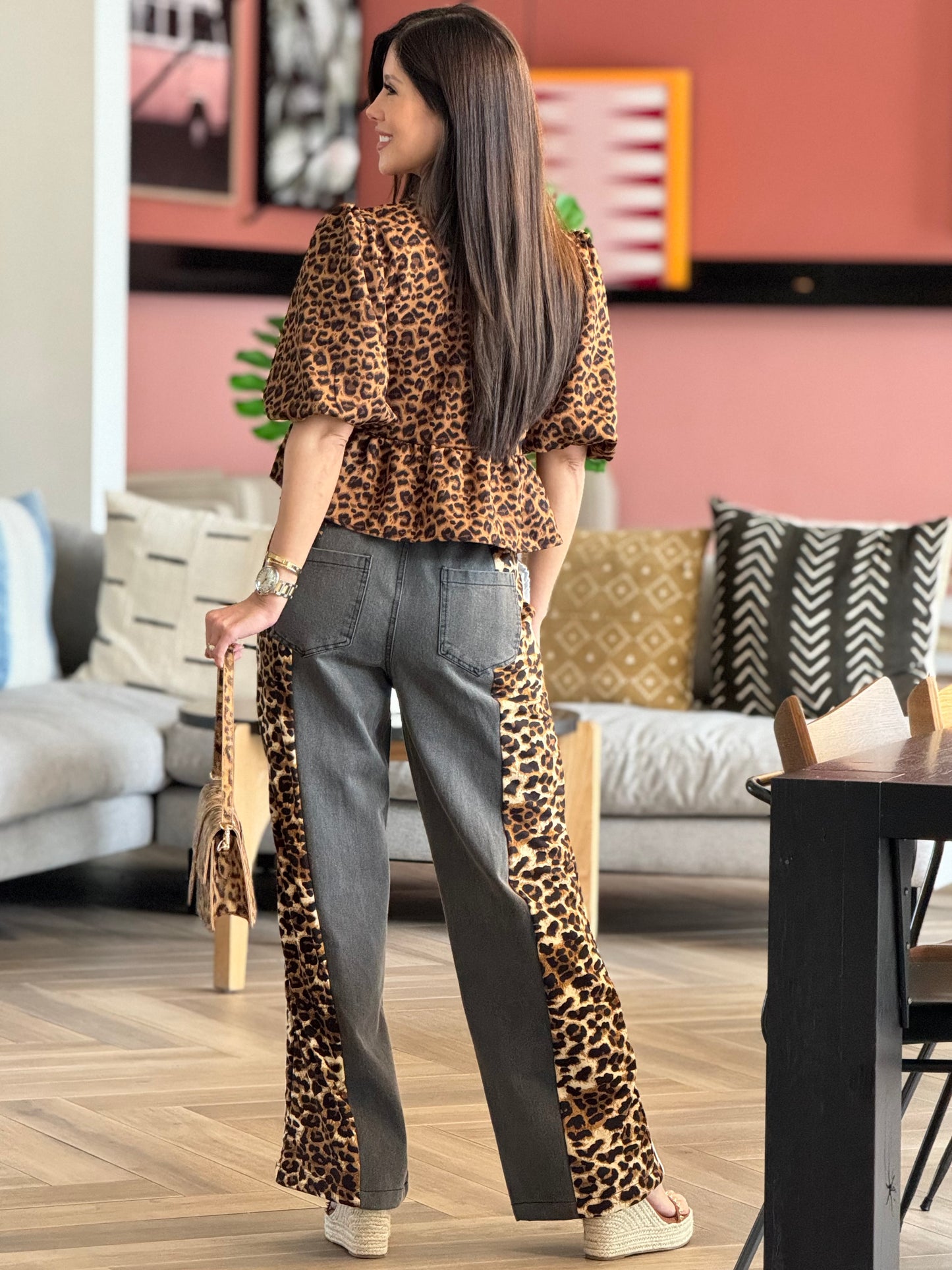 Angelica Leopard Lines Pants