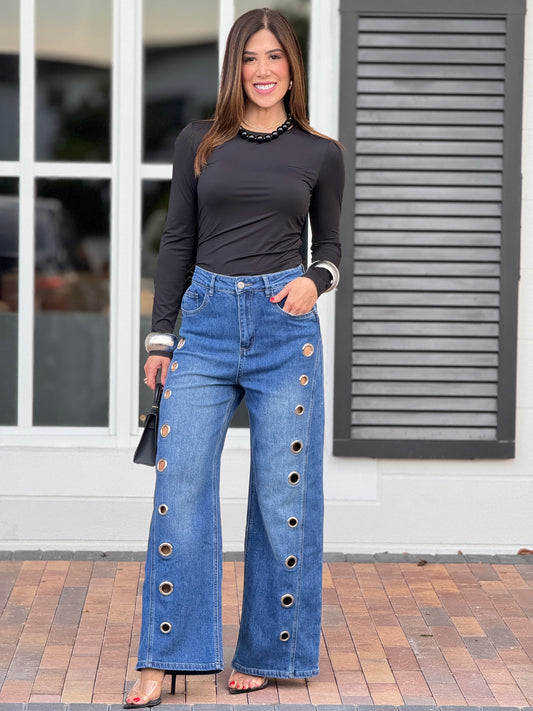 Dreamy Denim Rings Barrel Jeans