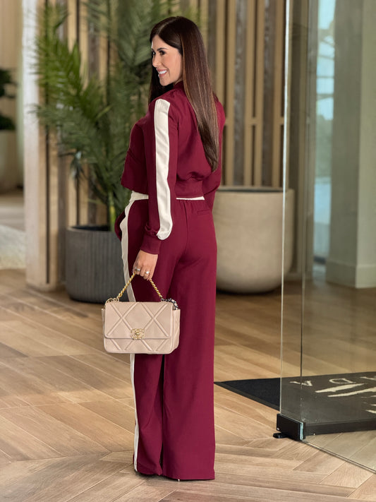 Rivera Burgundy/Beige Bomber Set