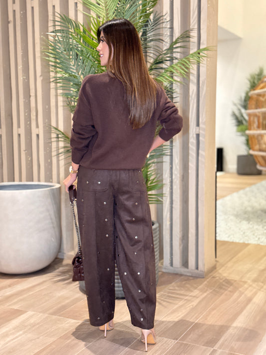 Mine Bear Brown Bow Sweater Top