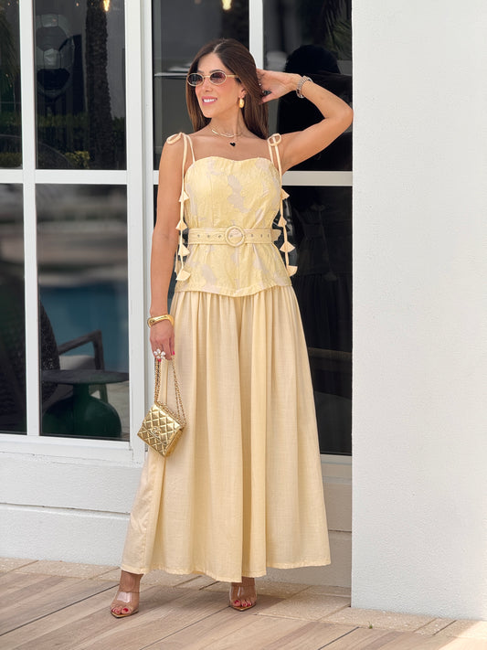 Voguish Yellow Lace Jumpsuit