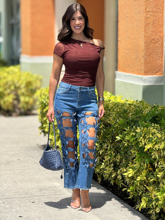 Angelica Floral Cutout Jeans