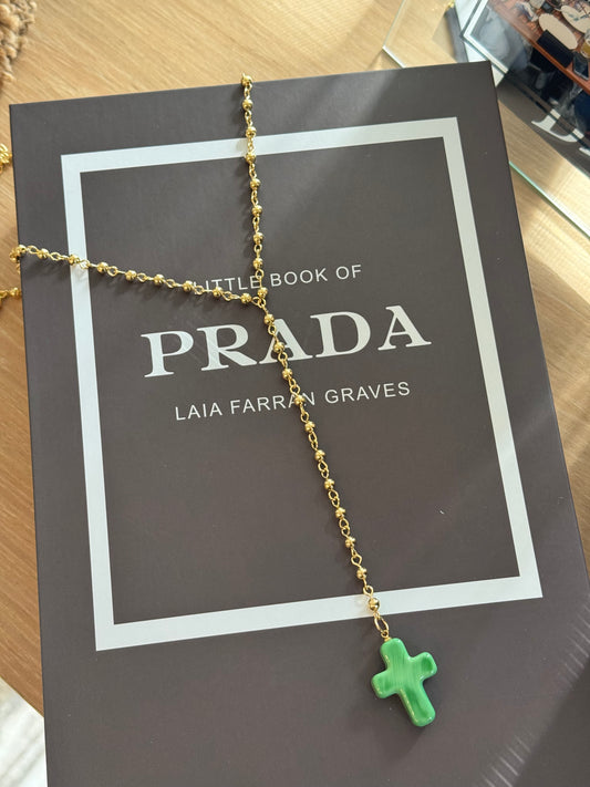 Cross Green Necklace