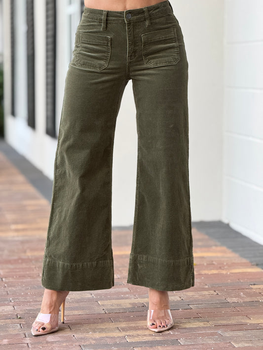 Risen Green Velvet Jeans