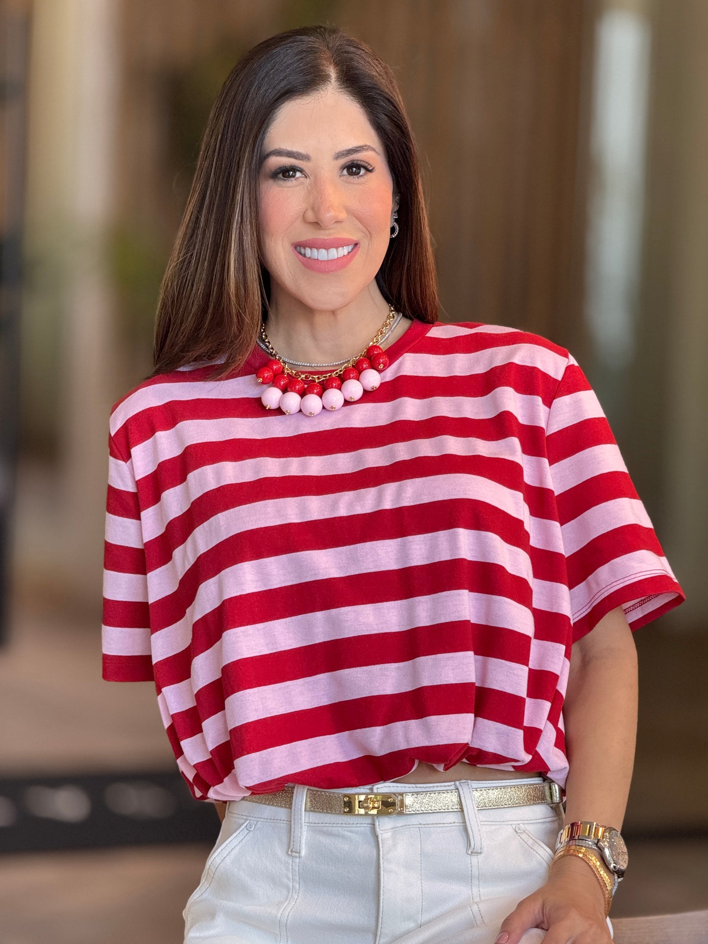 Glam Red/Pink Lines Top