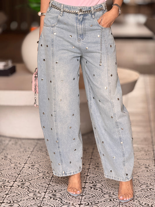 Klaire Light Denim Studs Jeans