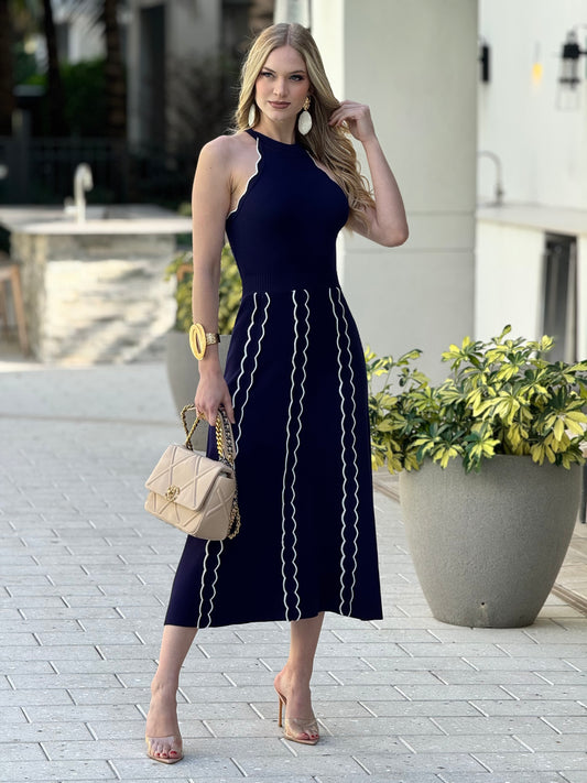 Jealousy Navy Curves Knitted Dress