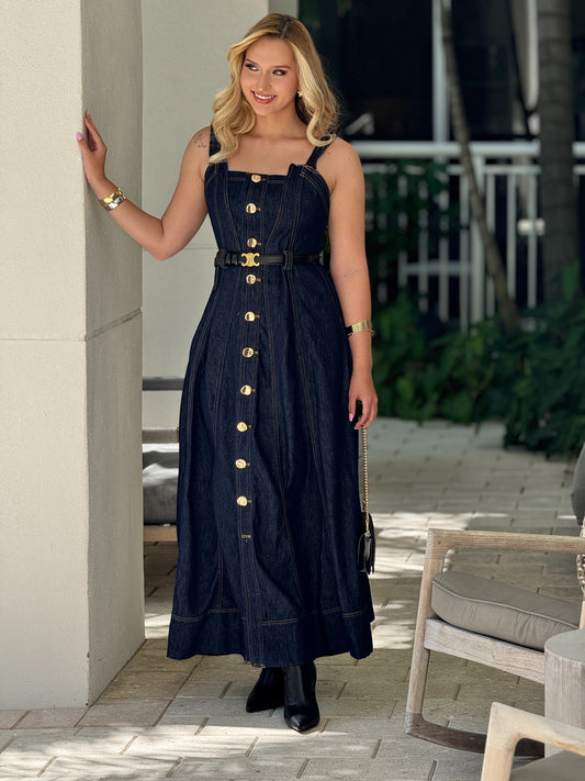 Perky Denim Long Dress
