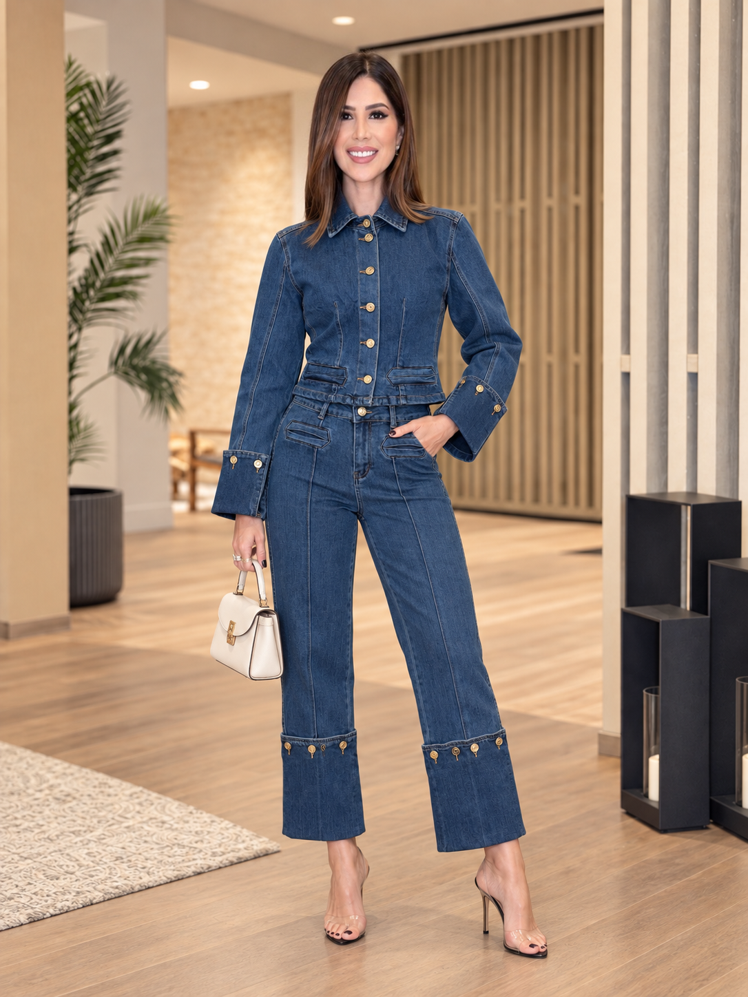 Tennie Denim Gold Fold Jacket Set