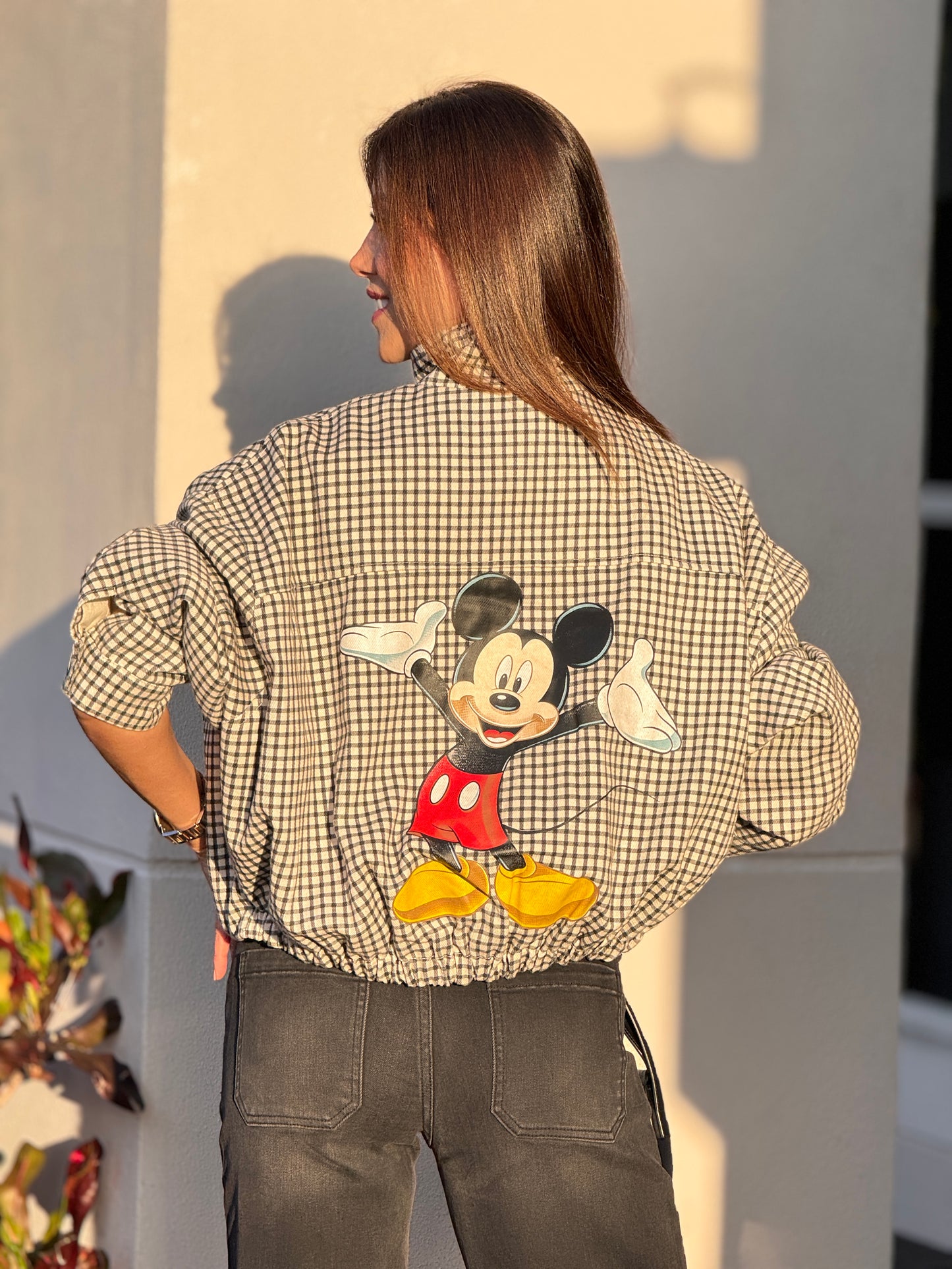 Cartoon Mouse Plaid Jacket Top