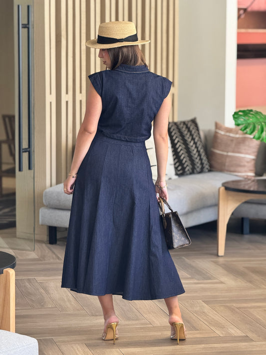 Marfa Dark Denim Skirt Set