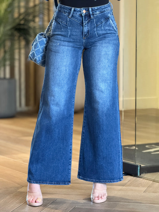 Risen Denim Double Waist Jeans