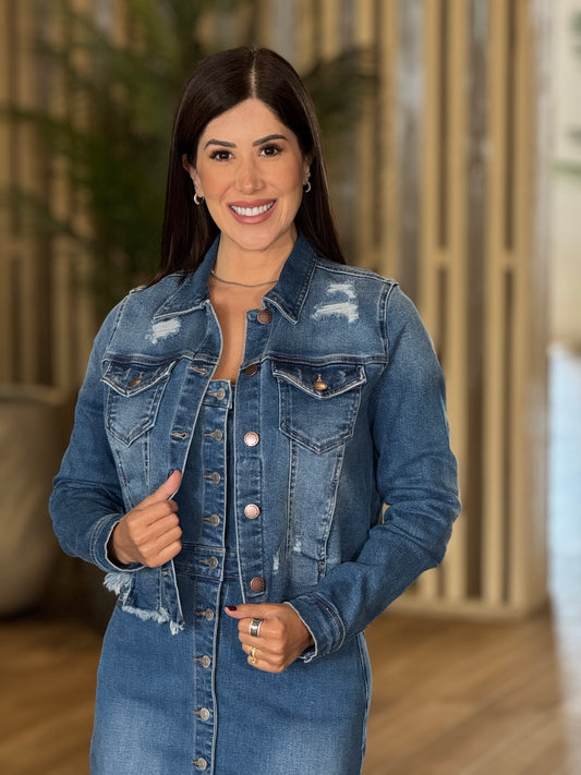 Risen Denim Ripped Jacket Top