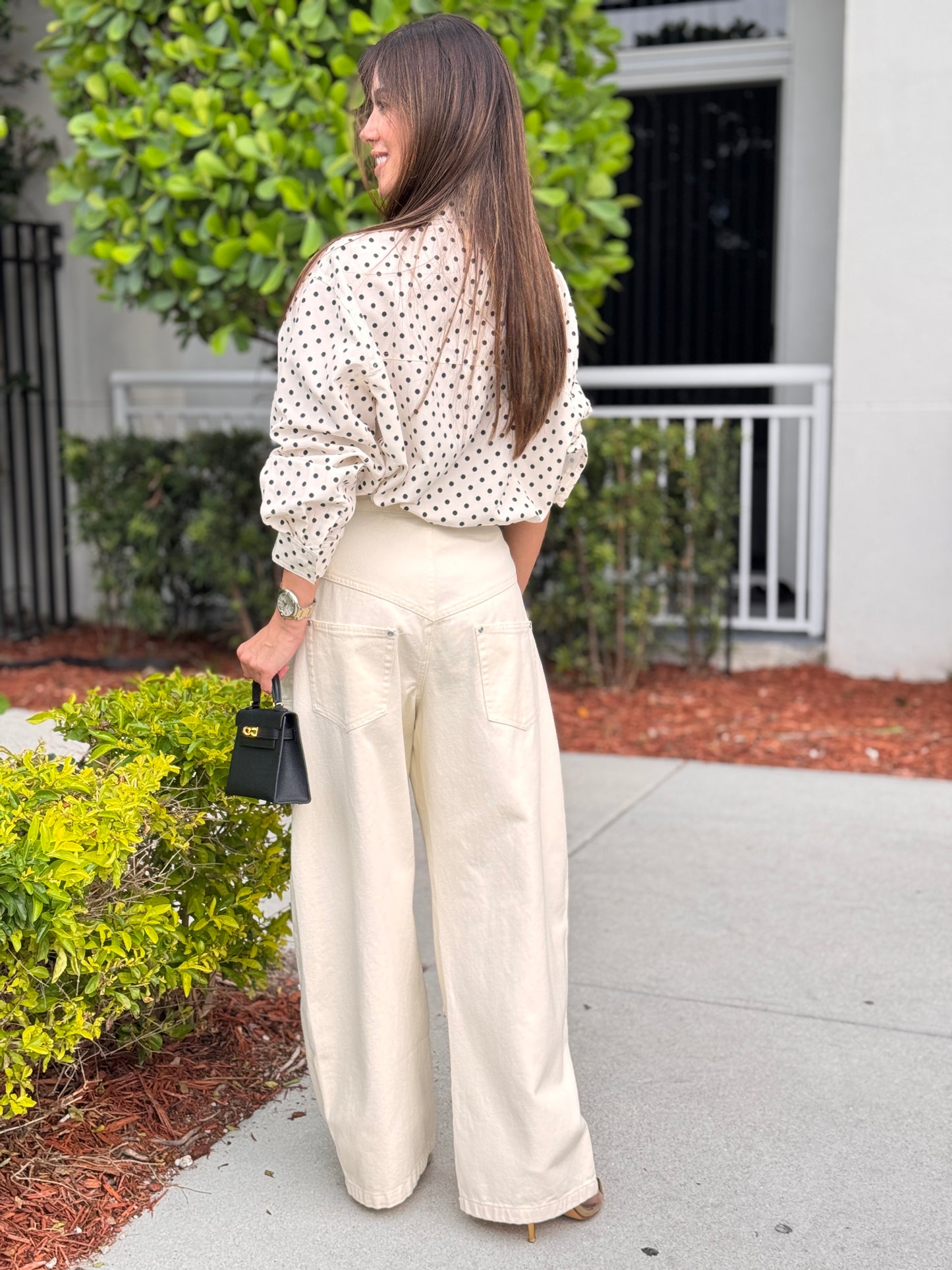 Nyla Beige High Waisted Jeans