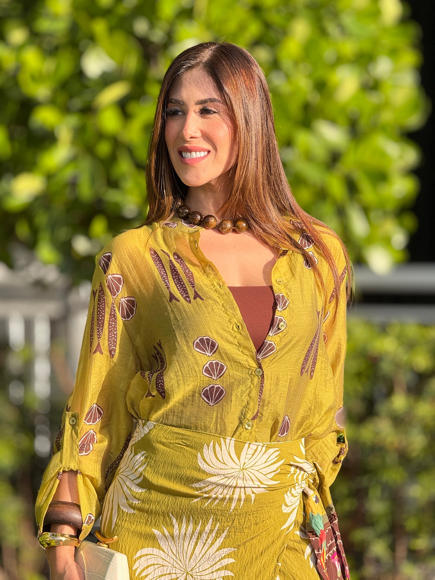 Italy Fishies Green Sheer Top