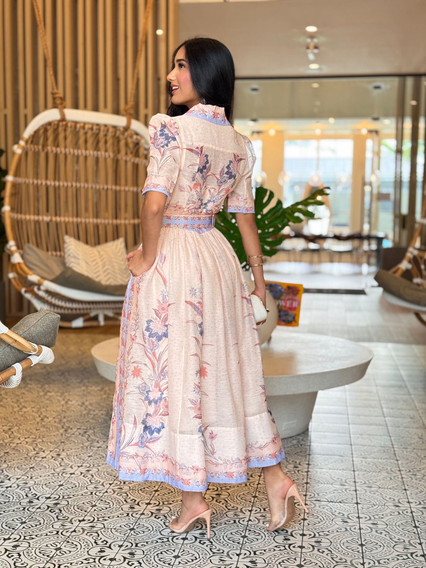 Gardenia Blue/Peach Print Dress