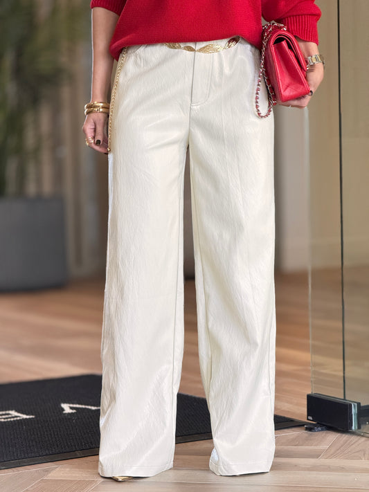 Milka Ivory Shiny Leather Pants