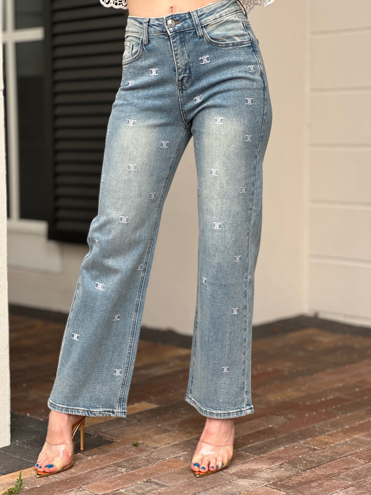 Celi Straight Rhinestone Jeans