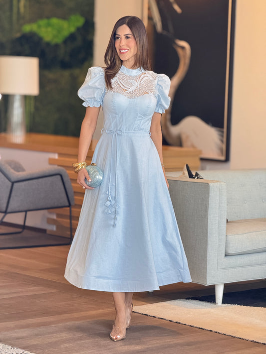 Lucy Blue Torchon Puffy Dress