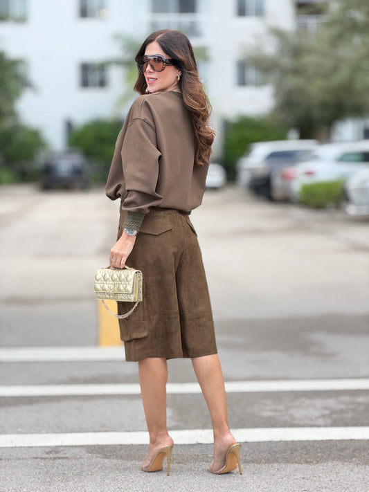 2689 Fp Green Suede Shorts