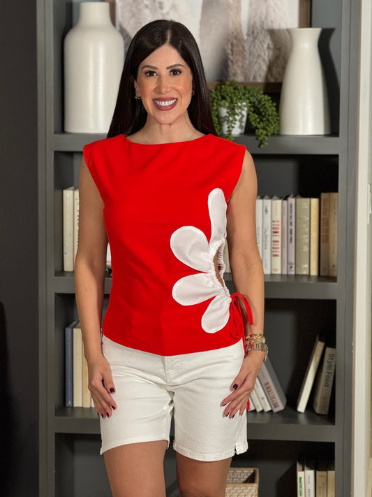 Milka Red Flower Top