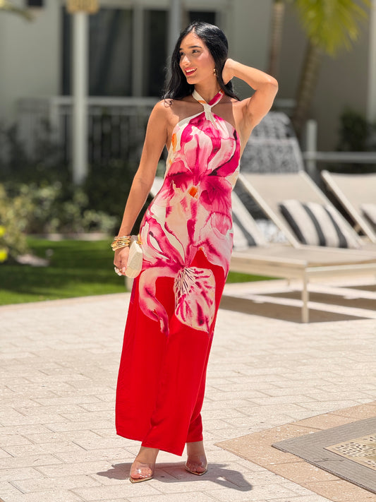 Acoa Hot Pink Floral Print Dress