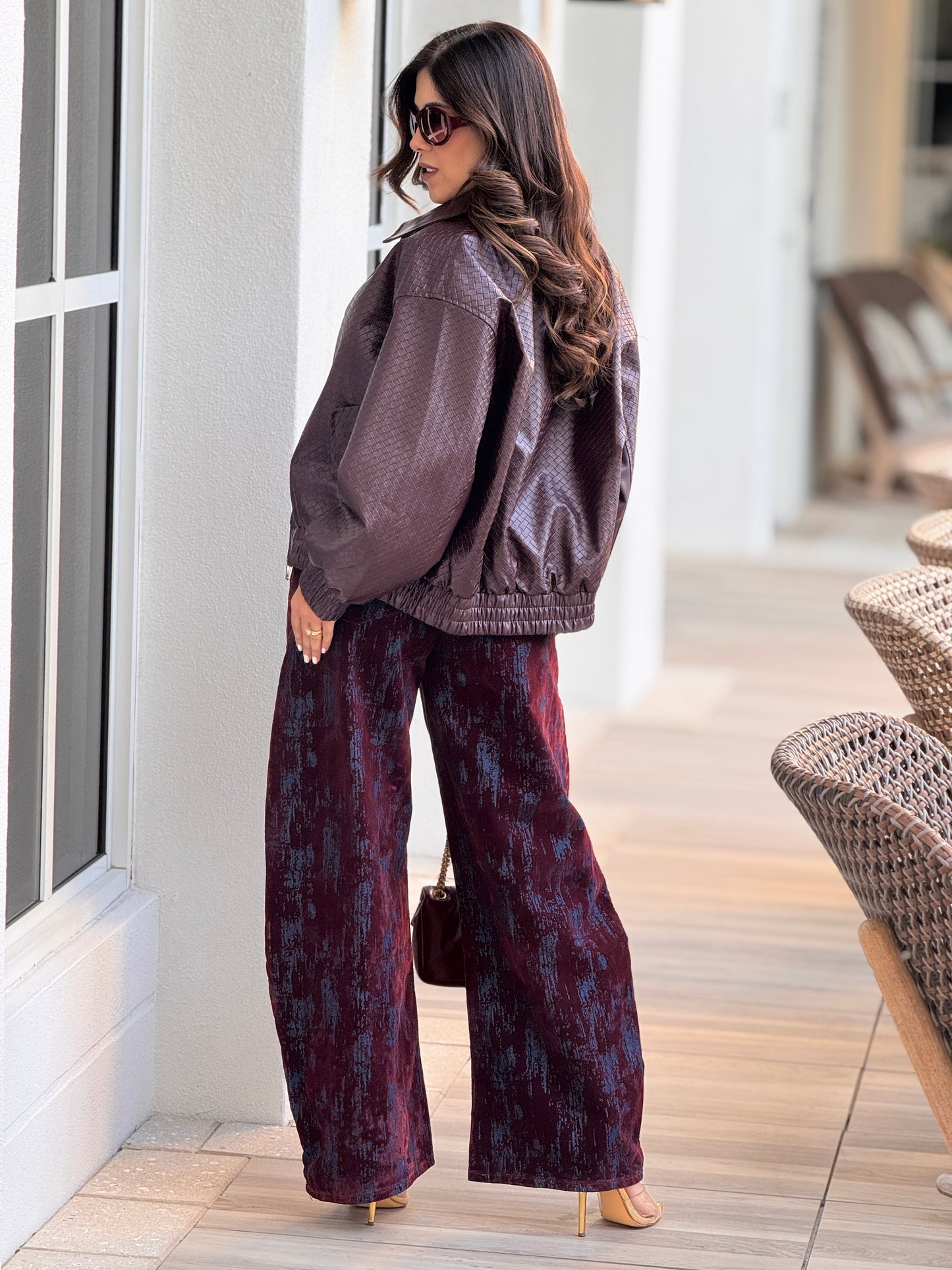 Botte Burgundy Leather Jacket Top