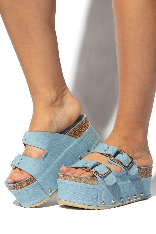 Stella Denim Platform Sandals