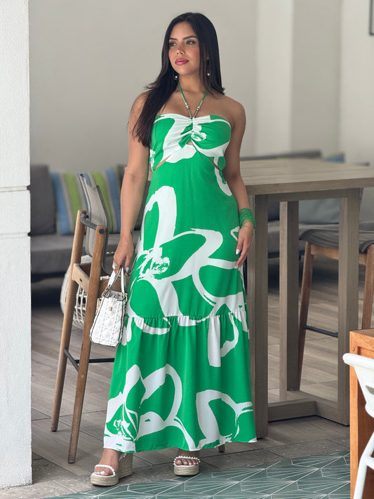 Milka Green Print Dress