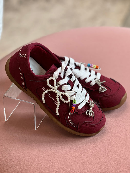 Miu Burgundy Charm Sneakers